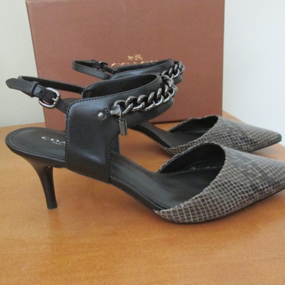 Coach Garland Snakeskin Heels - Size 8 - Picture 2 of 7